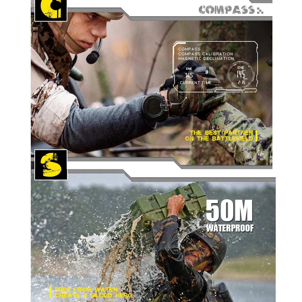NORTH EDGE Sport da uomo Orologio digitale Ore Corsa Nuoto Esercito militare Orologi Altimetro Barometro Bussola impermeabile 50 m