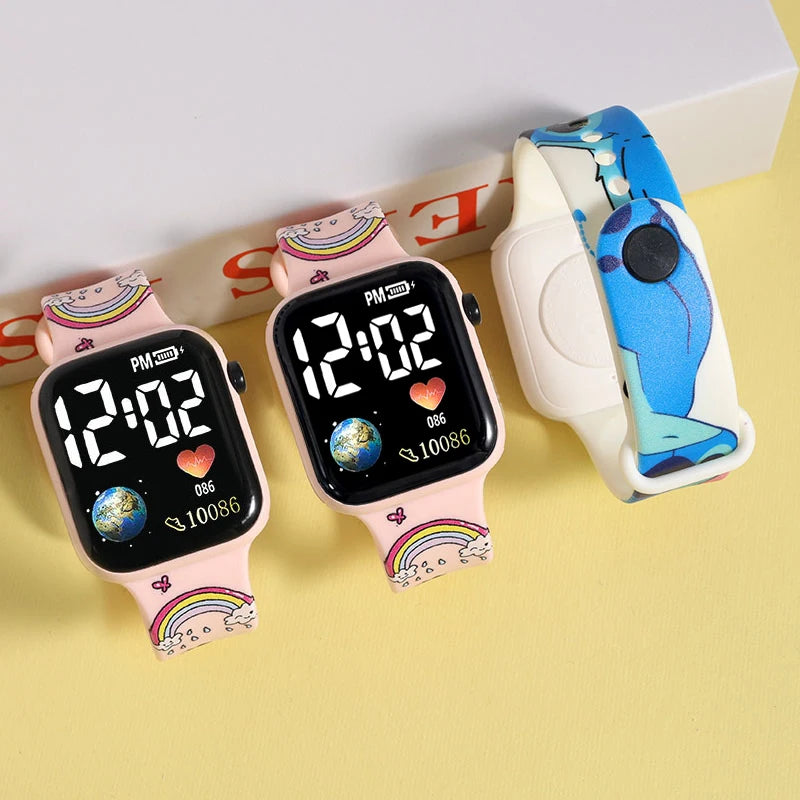 Orologio LED Bambini con Personaggi Cartoon – Stitch e Amici